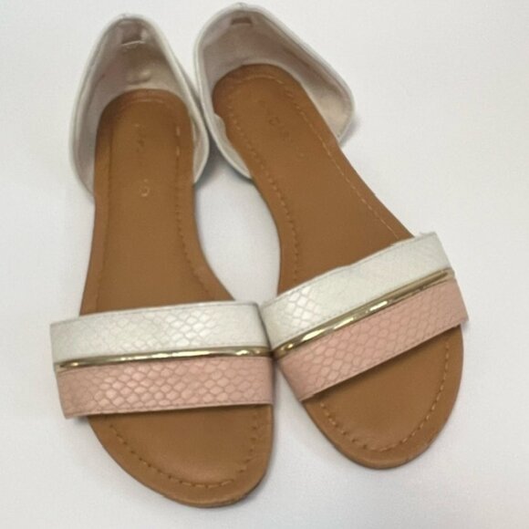 Andiamo Womens Pupil Slide-on Sandals Pink & White with Gold Accent Size 8 - Picture 4 of 6